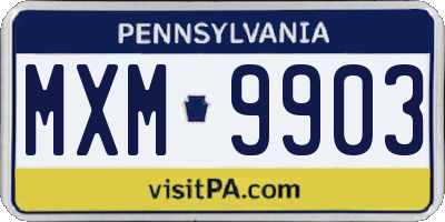 PA license plate MXM9903