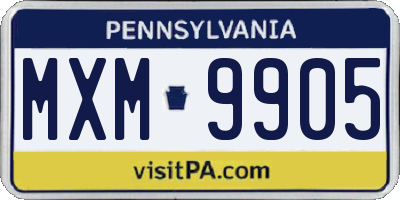 PA license plate MXM9905