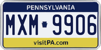 PA license plate MXM9906