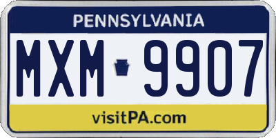 PA license plate MXM9907