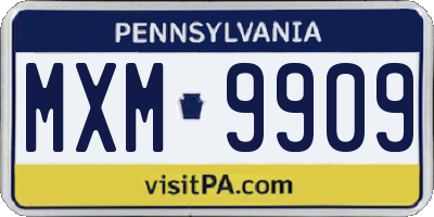 PA license plate MXM9909