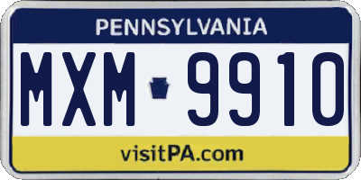 PA license plate MXM9910