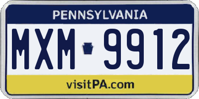 PA license plate MXM9912