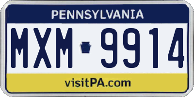 PA license plate MXM9914