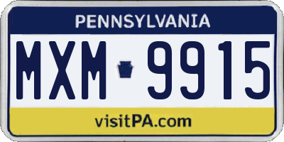 PA license plate MXM9915