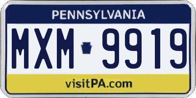 PA license plate MXM9919