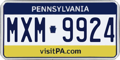 PA license plate MXM9924