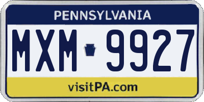 PA license plate MXM9927