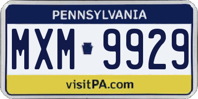 PA license plate MXM9929