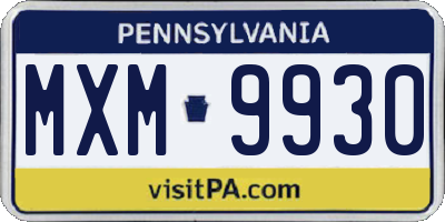 PA license plate MXM9930