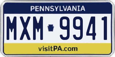PA license plate MXM9941