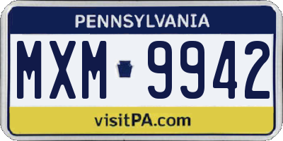 PA license plate MXM9942