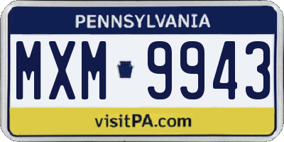 PA license plate MXM9943