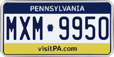 PA license plate MXM9950
