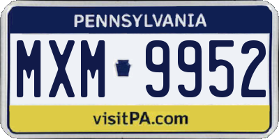 PA license plate MXM9952