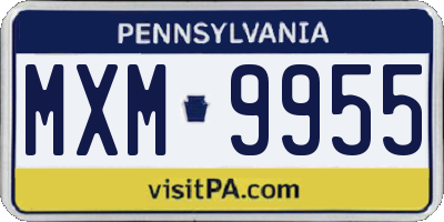 PA license plate MXM9955