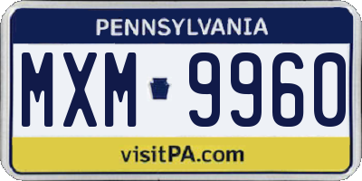 PA license plate MXM9960
