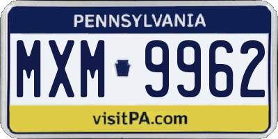 PA license plate MXM9962