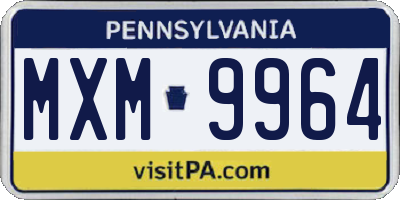 PA license plate MXM9964