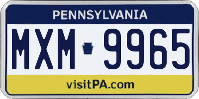 PA license plate MXM9965