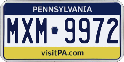PA license plate MXM9972