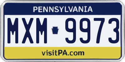 PA license plate MXM9973