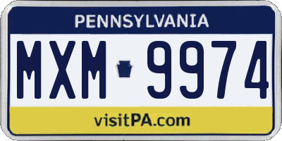 PA license plate MXM9974