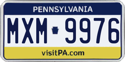 PA license plate MXM9976