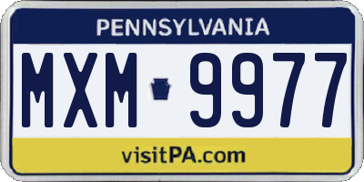 PA license plate MXM9977