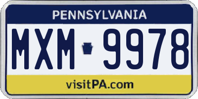 PA license plate MXM9978
