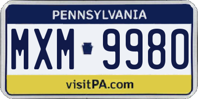 PA license plate MXM9980