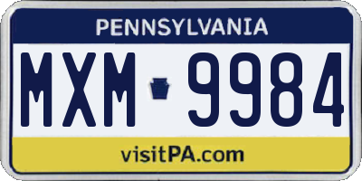 PA license plate MXM9984