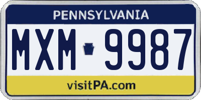 PA license plate MXM9987