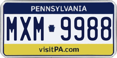 PA license plate MXM9988
