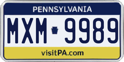 PA license plate MXM9989