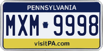 PA license plate MXM9998