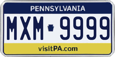 PA license plate MXM9999