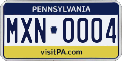 PA license plate MXN0004