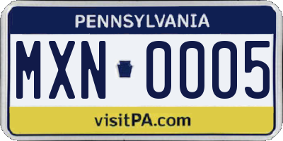 PA license plate MXN0005
