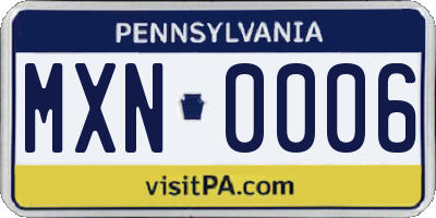 PA license plate MXN0006