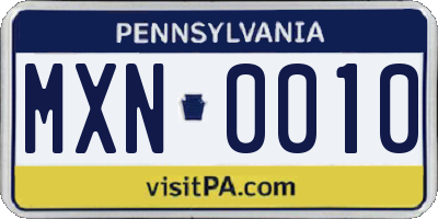 PA license plate MXN0010