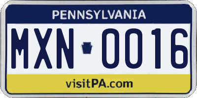 PA license plate MXN0016