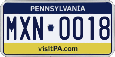 PA license plate MXN0018