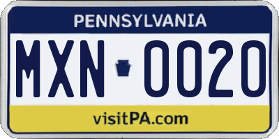 PA license plate MXN0020