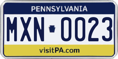 PA license plate MXN0023