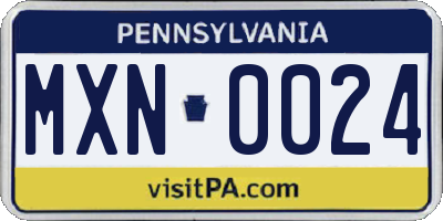 PA license plate MXN0024