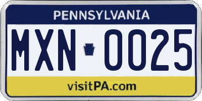 PA license plate MXN0025