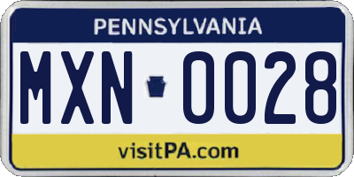 PA license plate MXN0028