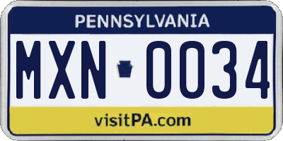 PA license plate MXN0034