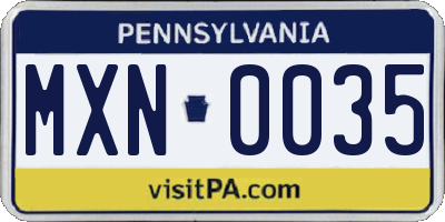 PA license plate MXN0035